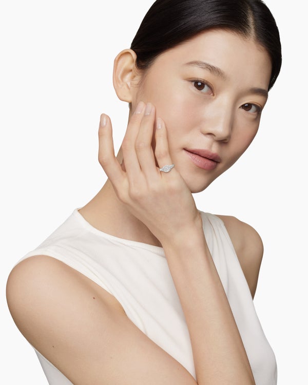 Petite Pavé Pinky Ring in 18K White Gold, 7mm