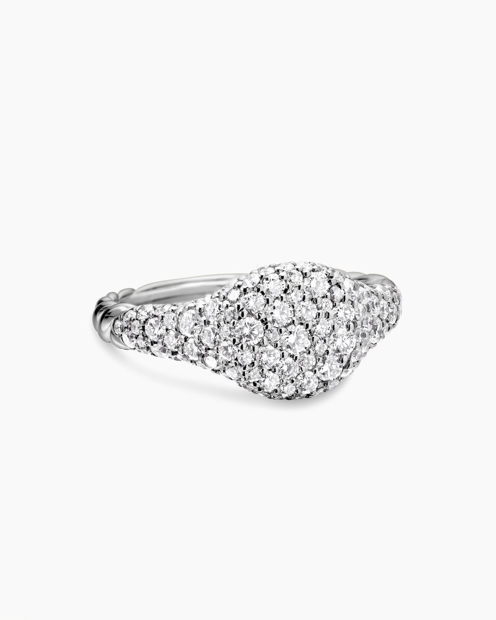 Womens Petite Pavé Pinky Ring in 18K White Gold, 7mm