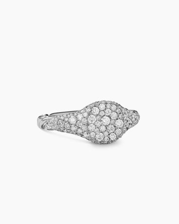 Petite Pavé Pinky Ring in 18K White Gold with Diamonds, 7mm