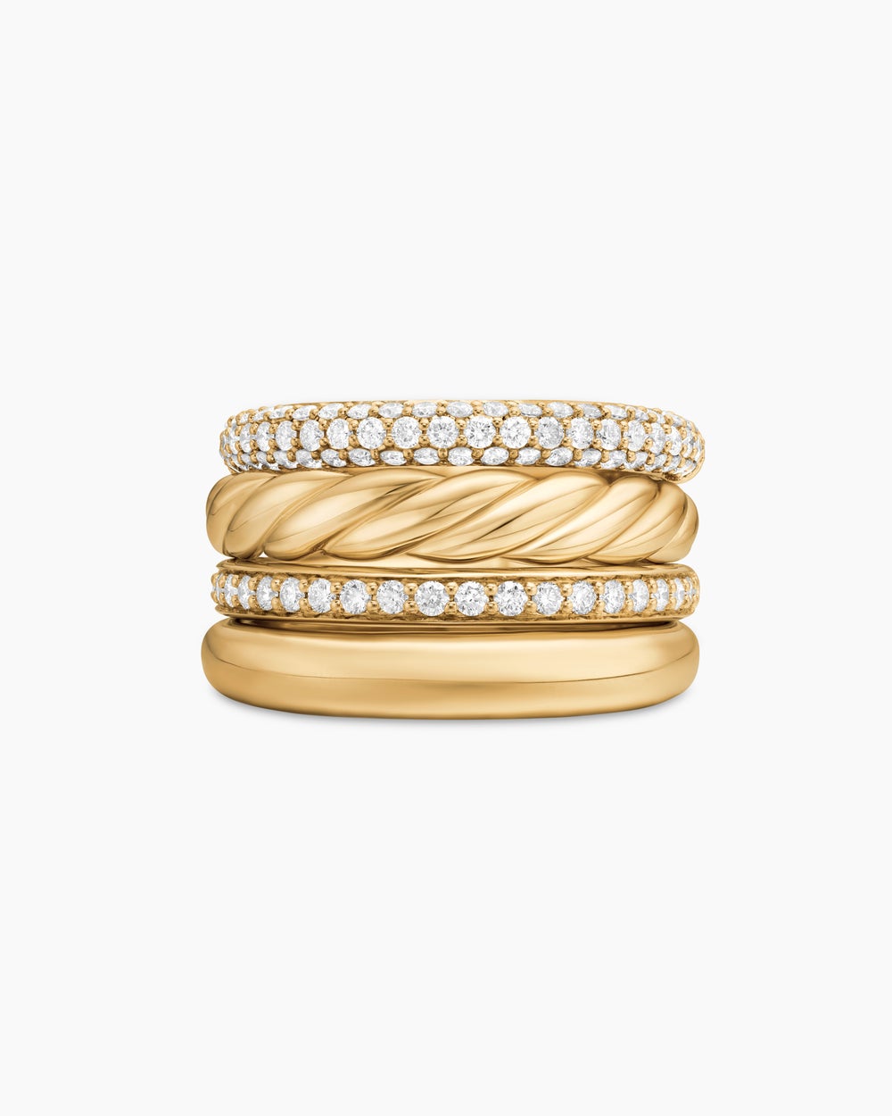 Womens DY Mercer Multi Row Ring in 18K Yellow Gold with Diamonds, 14mm
