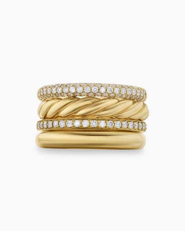 DY Mercer™ Multi Row Ring in 18K Yellow Gold with Diamonds, 14mm