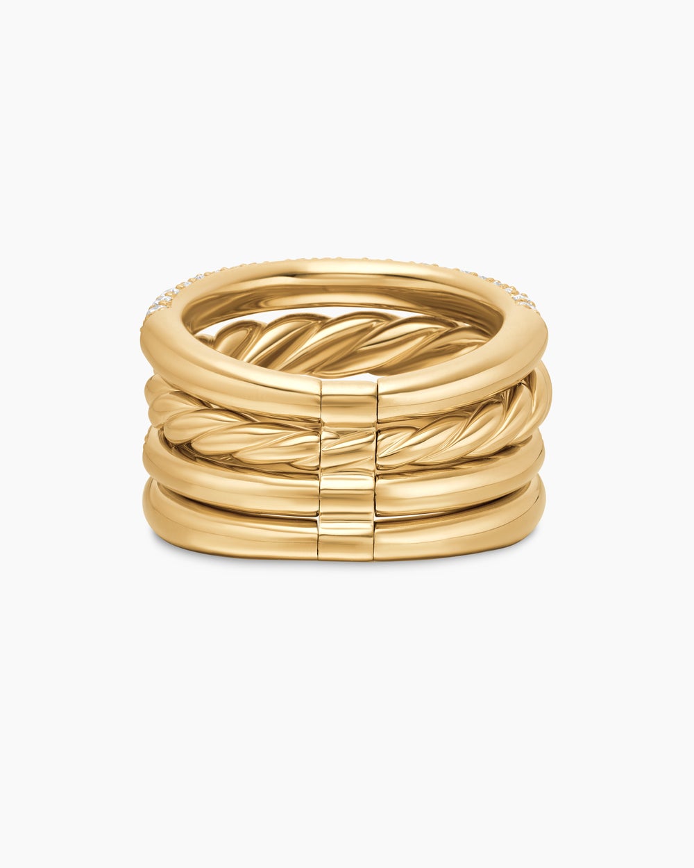 Womens DY Mercer Multi Row Ring in 18K Yellow Gold with Diamonds, 14mm