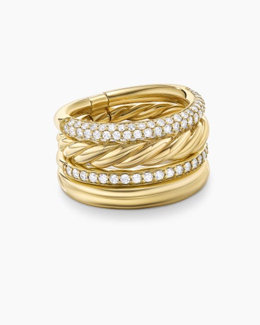 DY Mercer™ Multi Row Ring in 18K Yellow Gold with Diamonds, 14mm