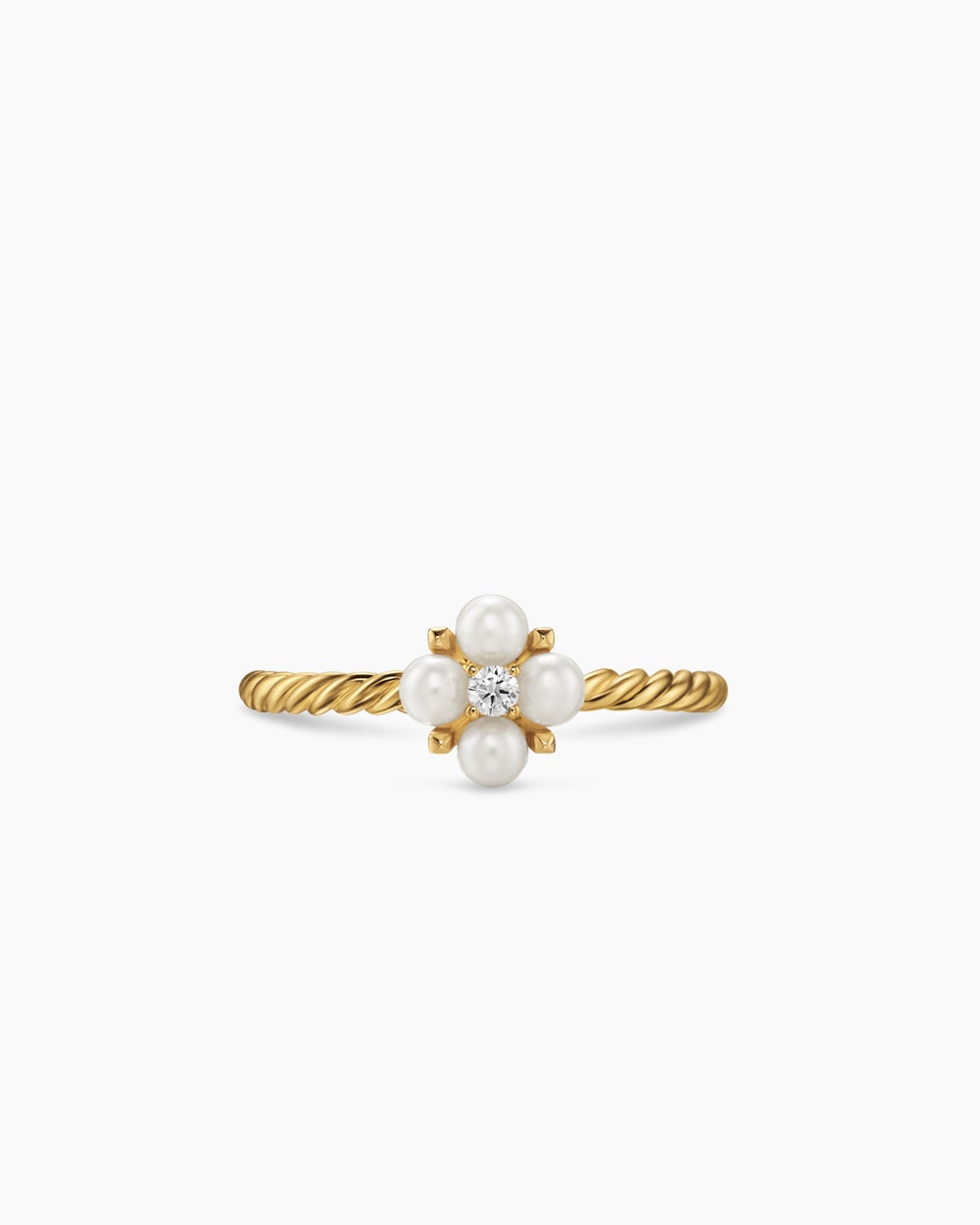 Womens Petite Modern Renaissance® Pearl Ring in 18ct Yellow Gold with Diamond, 7.9mm