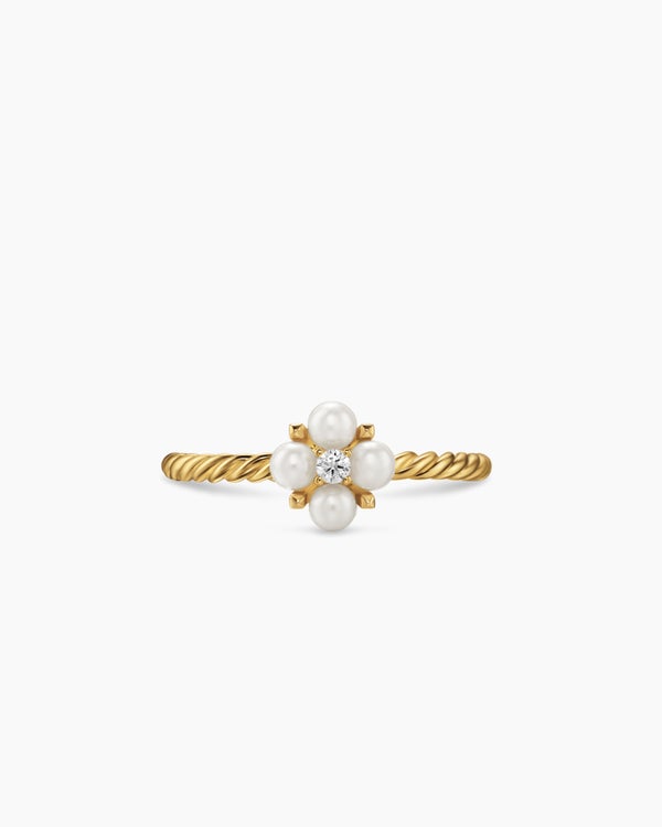 Petite Modern Renaissance Pearl Ring in 18K Yellow Gold with Diamond, 7.9mm