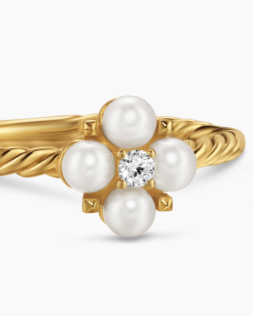 Womens Petite Modern Renaissance® Pearl Ring in 18ct Yellow Gold with Diamond, 7.9mm