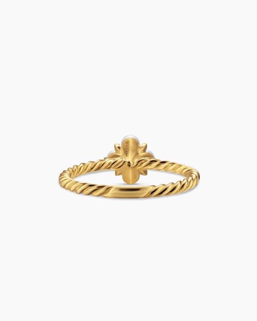 Womens Petite Modern Renaissance Pearl Ring in 18ct Yellow Gold with Diamond, 7.9mm