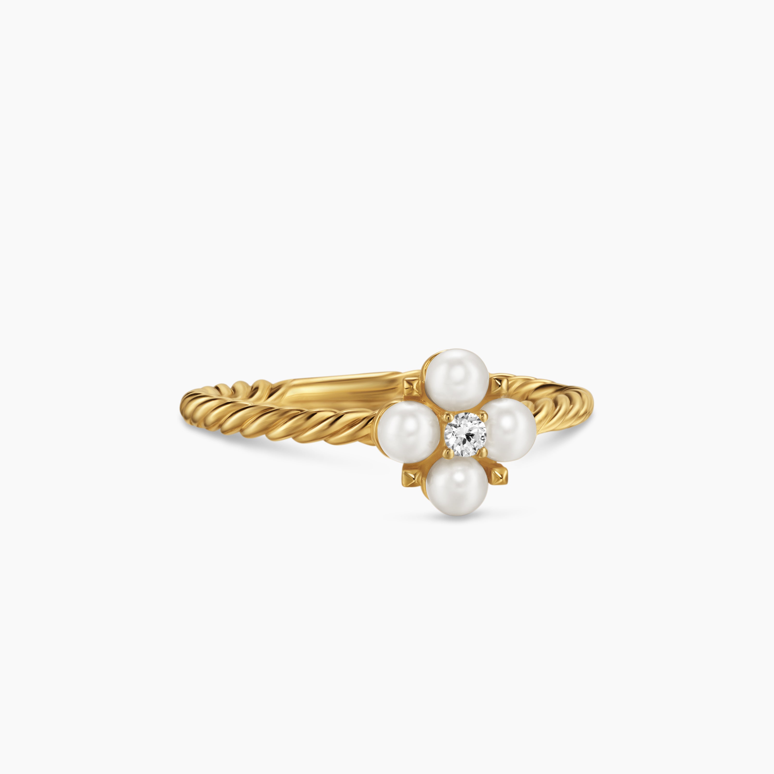 Womens Petite Modern Renaissance Pearl Ring in 18K Yellow Gold with Diamond, 7.9mm