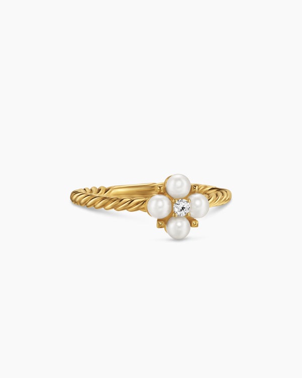 Petite Modern Renaissance Pearl Ring in 18K Yellow Gold with Diamond, 7.9mm