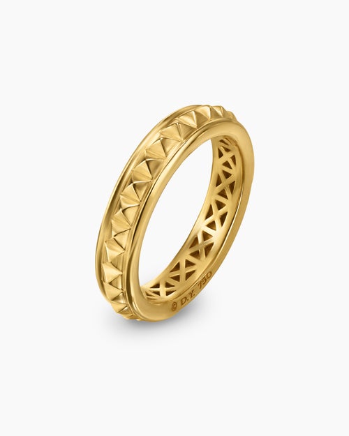 Womens Pyramid Band Ring in 18K Yellow Gold, 4mm