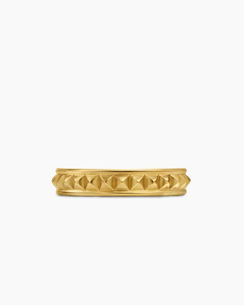 Womens Pyramid Band Ring in 18K Yellow Gold, 4mm