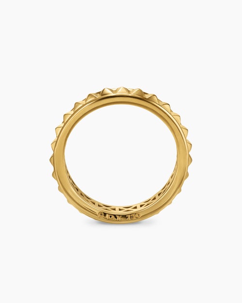 Womens Pyramid Band Ring in 18K Yellow Gold, 4mm