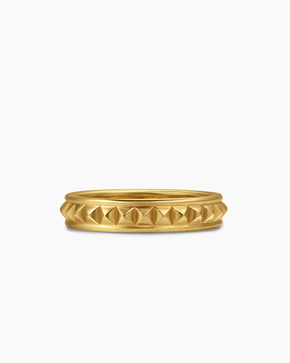 Womens Pyramid Band Ring in 18K Yellow Gold, 4mm