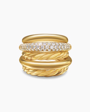 DY Mercer™ Multi Row Ring in 18K Yellow Gold with Diamonds