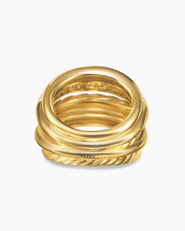 DY Mercer® Multi Row Ring in 18K Yellow Gold with Diamonds, 21mm