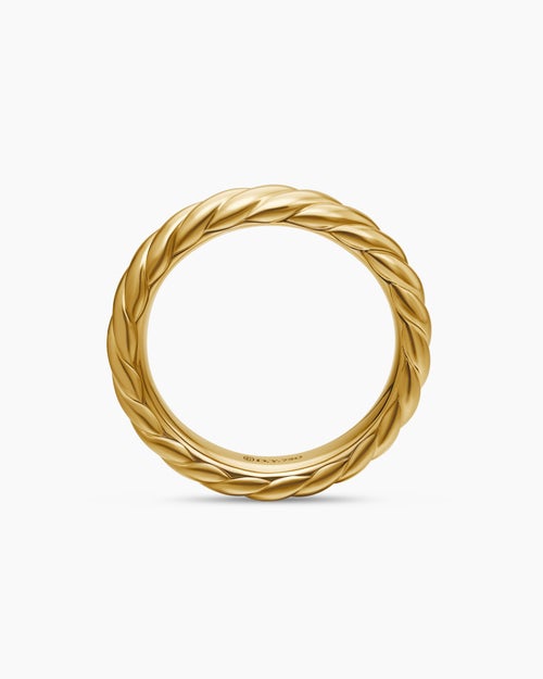 Womens Sculpted Cable Band Ring in 18K Yellow Gold, 4.6mm