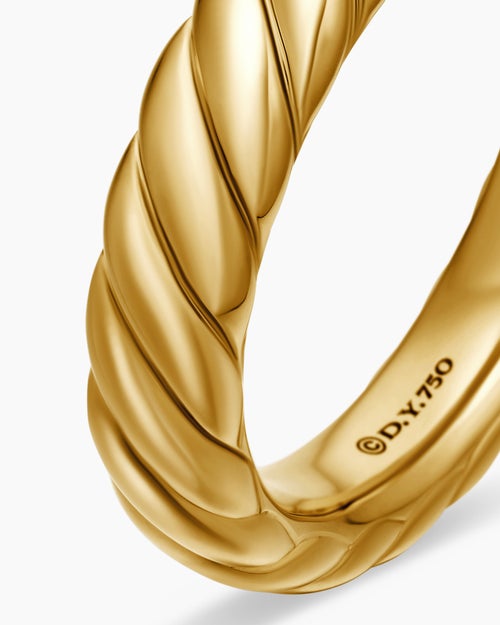 Womens Sculpted Cable Band Ring in 18K Yellow Gold, 4.6mm