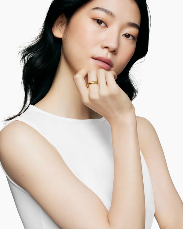 Sculpted Cable Band Ring in 18K Yellow Gold, 4.6mm