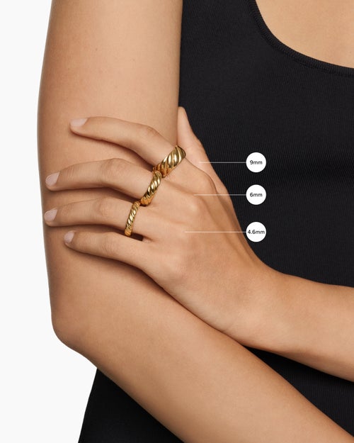 Womens Sculpted Cable Band Ring in 18K Yellow Gold, 4.6mm