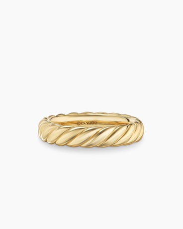 Sculpted Cable Band Ring in 18K Yellow Gold, 4.6mm