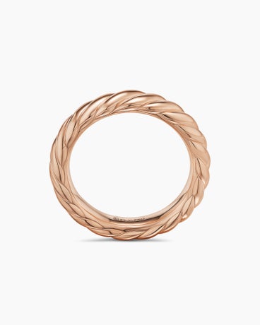 Sculpted Cable Band Ring in 18K Rose Gold, 4.6mm