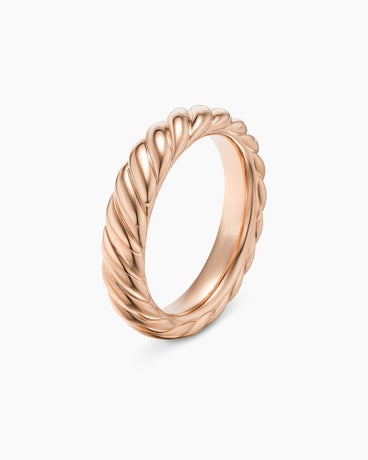 Sculpted Cable Band Ring in 18K Rose Gold, 4.6mm