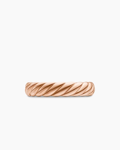 Womens Sculpted Cable Band Ring in 18K Rose Gold, 4.6mm