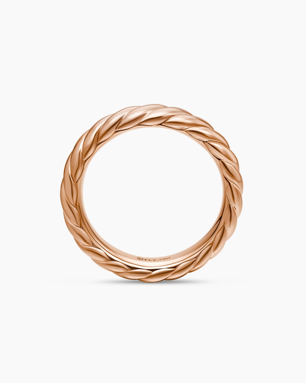 Womens Sculpted Cable Band Ring in 18ct Rose Gold, 4.6mm