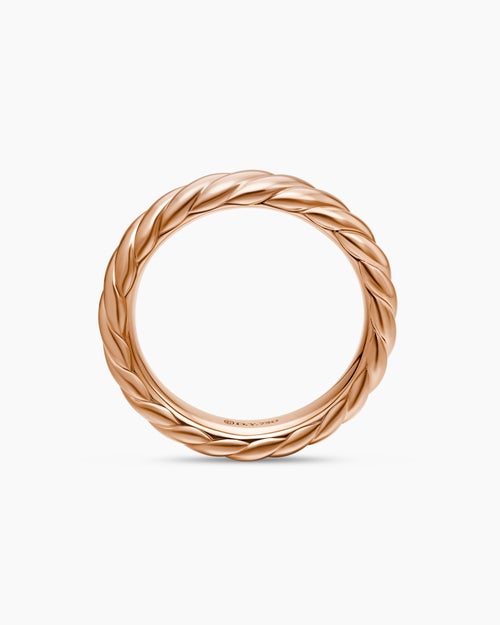 Womens Sculpted Cable Band Ring in 18K Rose Gold, 4.6mm