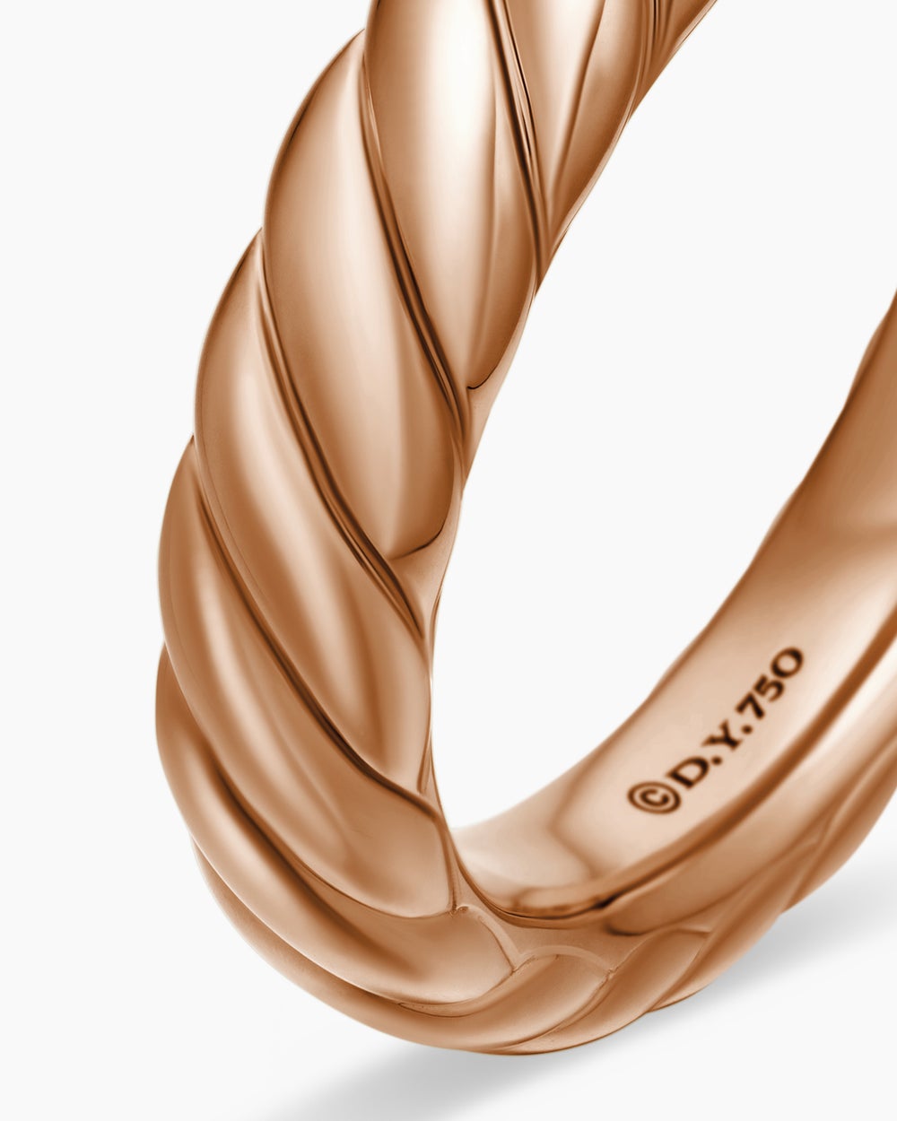 Womens Sculpted Cable Band Ring in 18ct Rose Gold, 4.6mm