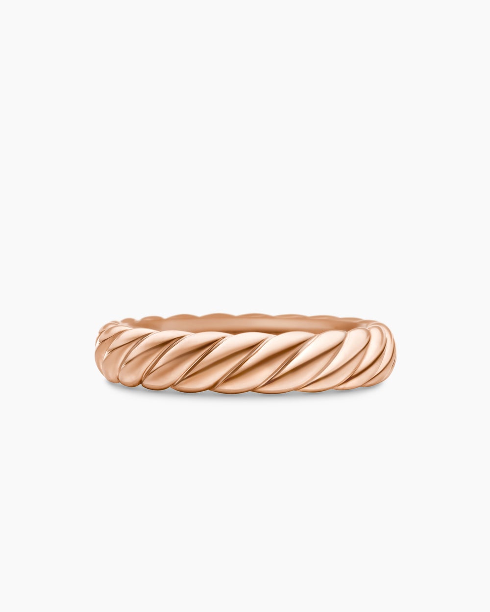 Womens Sculpted Cable Band Ring in 18ct Rose Gold, 4.6mm