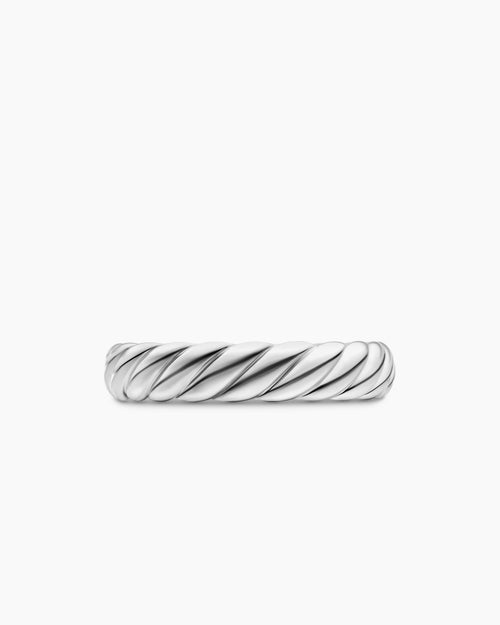 Womens Sculpted Cable Band Ring in 18K White Gold, 4.6mm