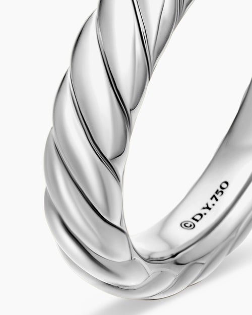 Womens Sculpted Cable Band Ring in 18ct White Gold, 4.6mm