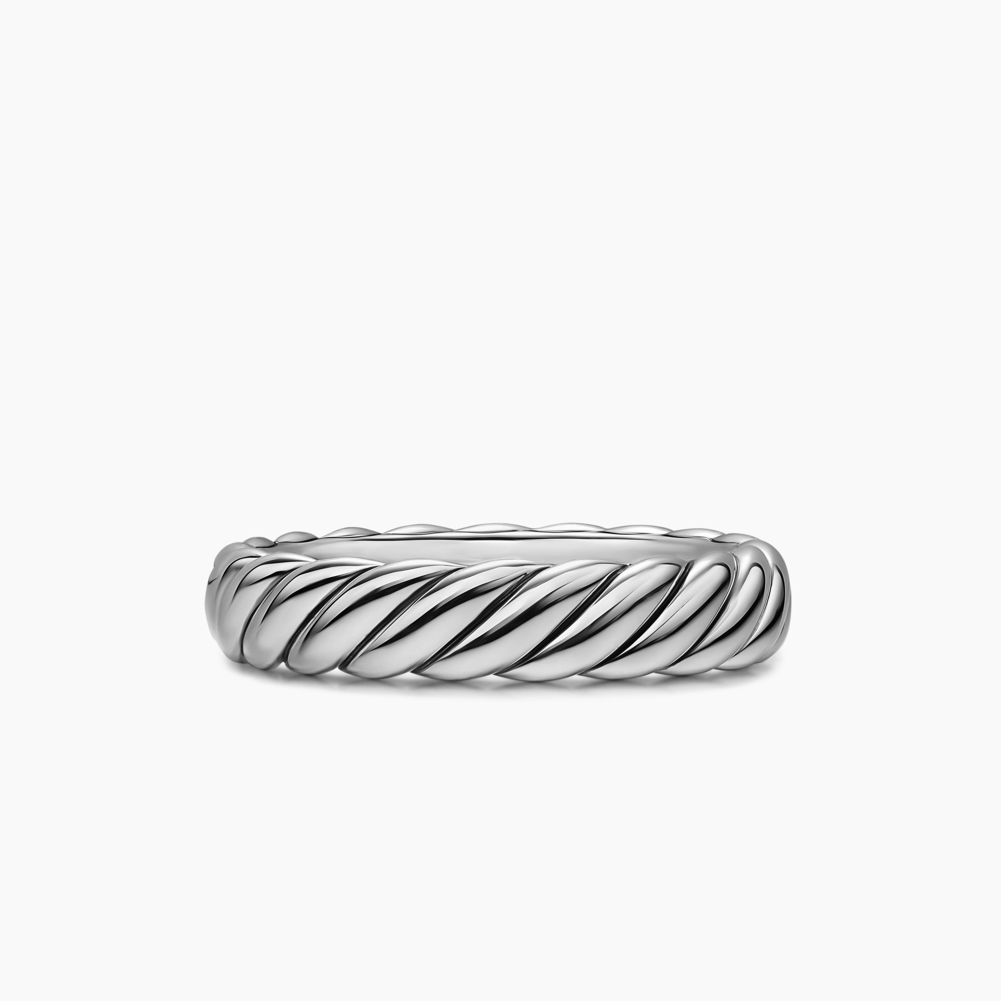 Womens Sculpted Cable Band Ring in Sterling Silver, 4.6mm