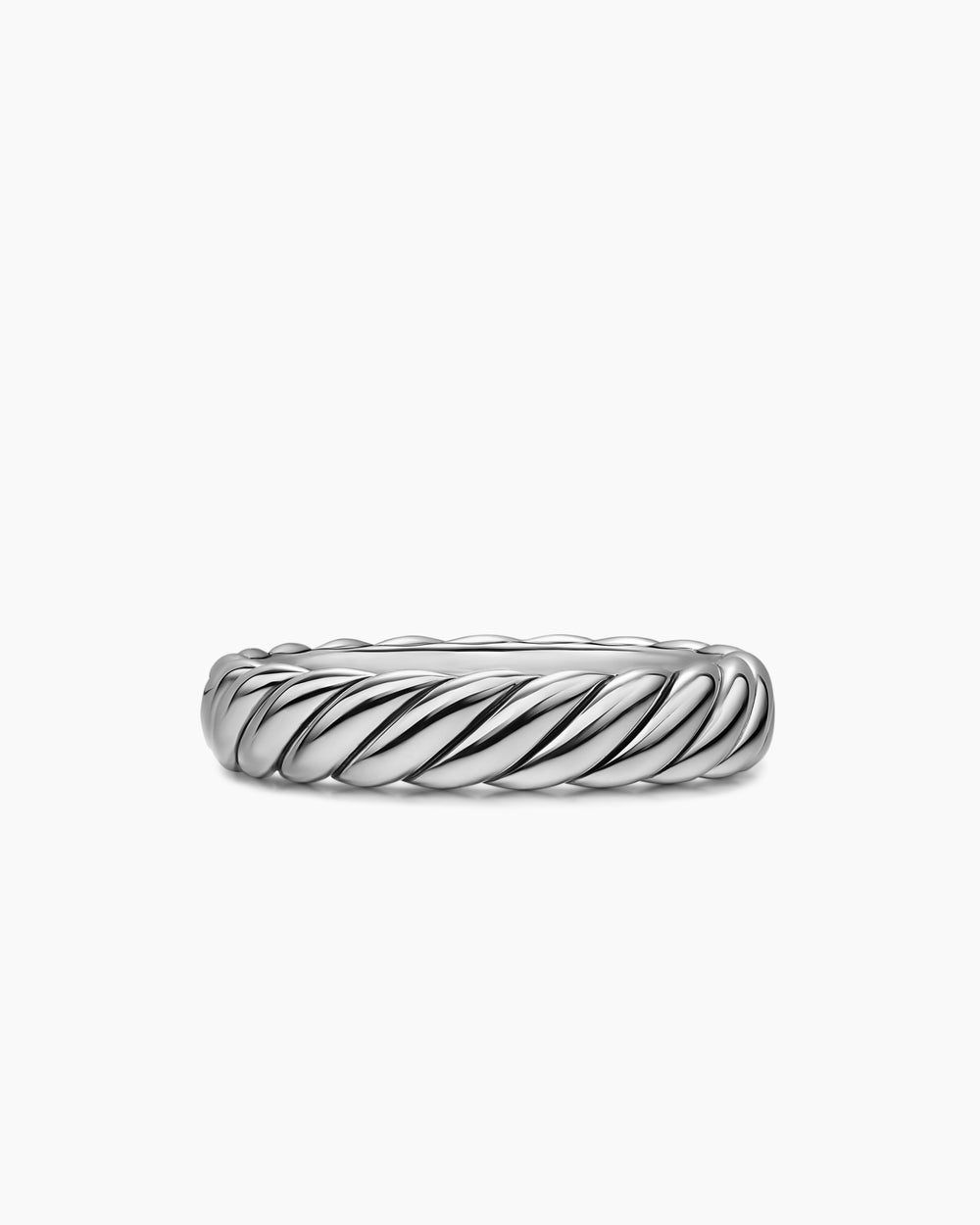 Womens Sculpted Cable Band Ring in Sterling Silver, 4.6mm