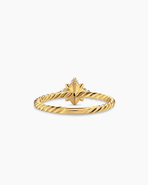 Womens Petite Modern Renaissance Pyramid Ring in 18K Yellow Gold with Diamonds, 6.2mm