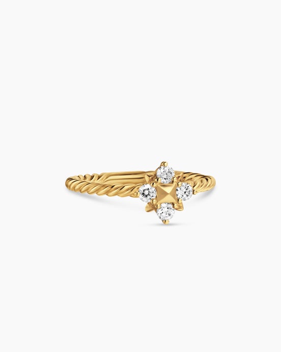Petite Modern Renaissance® Pyramid Ring in 18K Yellow Gold with Diamonds, 6.2mm