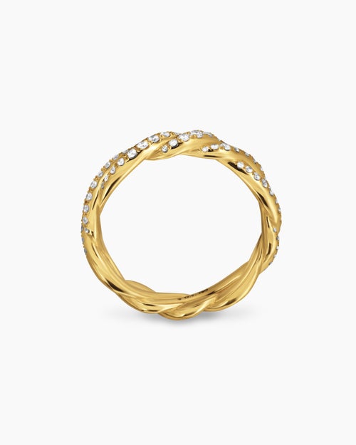 Womens Wisteria Band Ring in 18K Yellow Gold with Diamonds, 4.4mm