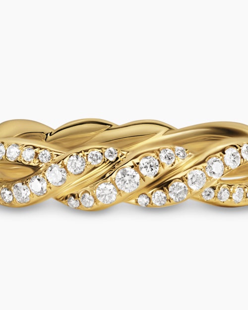 Womens Wisteria Band Ring in 18K Yellow Gold with Diamonds, 4.4mm