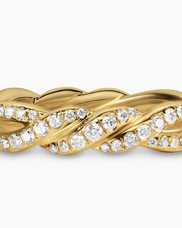 Wisteria Band Ring in 18K Yellow Gold with Diamonds, 4.4mm