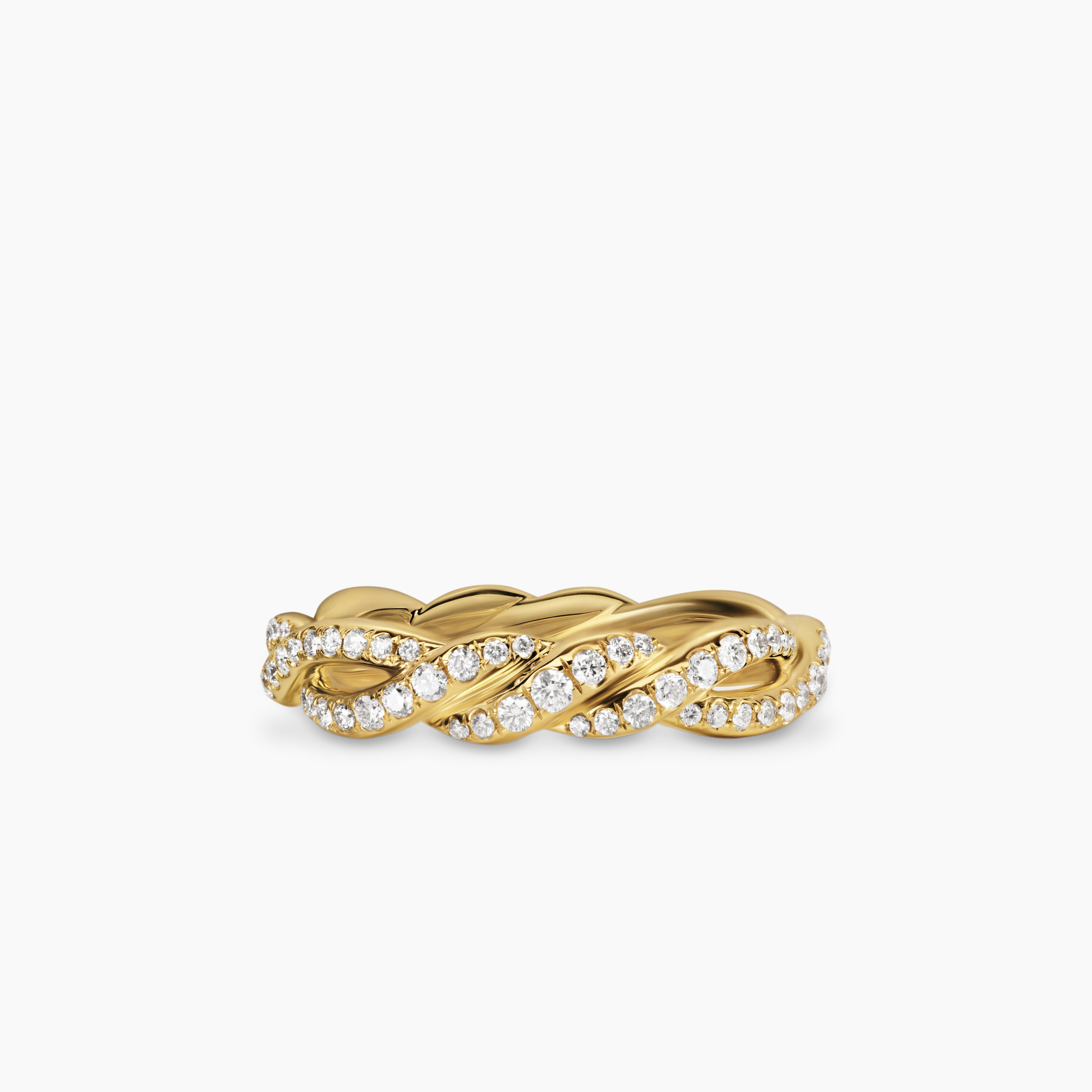 Womens Wisteria Band Ring in 18K Yellow Gold with Diamonds, 4.4mm