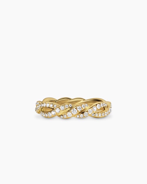Womens Wisteria Band Ring in 18K Yellow Gold with Diamonds, 4.4mm
