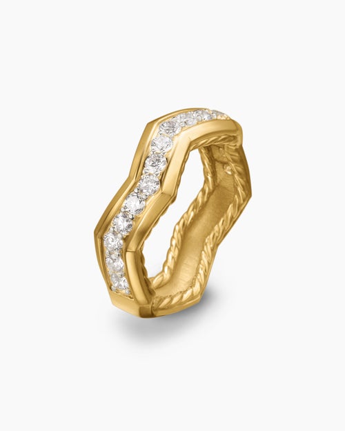 Womens Zig Zag Stax Ring in 18K Yellow Gold with Diamonds, 5mm