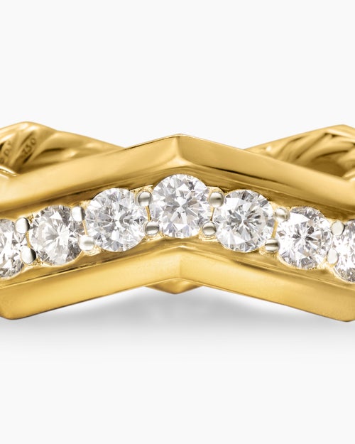 Womens Zig Zag Stax Ring in 18K Yellow Gold with Diamonds, 5mm