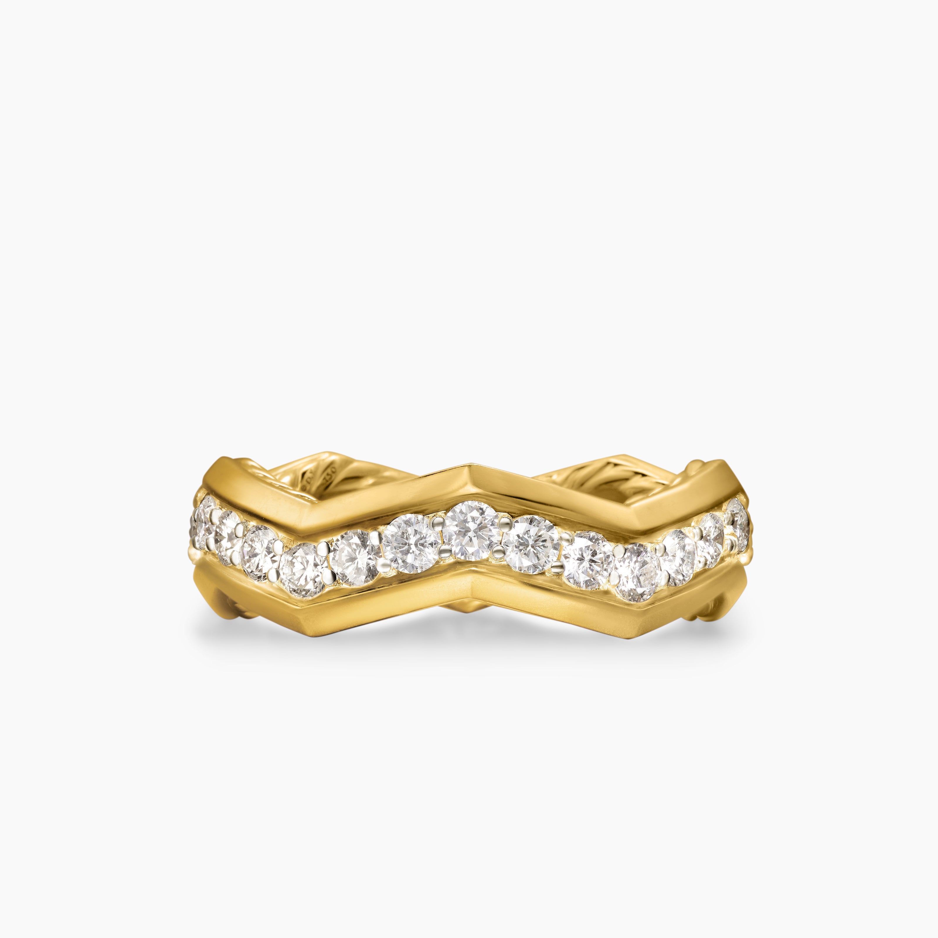 Womens Zig Zag Stax Ring in 18K Yellow Gold with Diamonds, 5mm