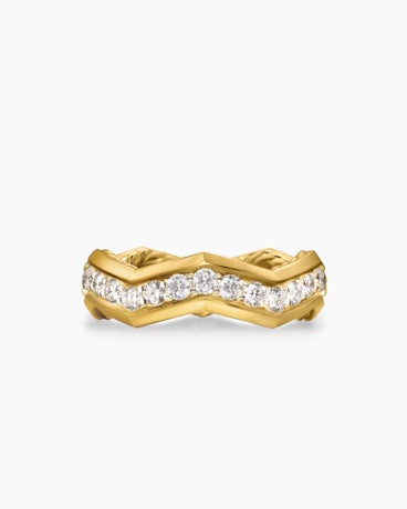 Zig Zag Stax Ring in 18K Yellow Gold with Diamonds, 5mm