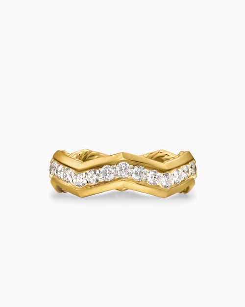 Womens Zig Zag Stax™ Ring in 18K Yellow Gold with Diamonds, 5mm