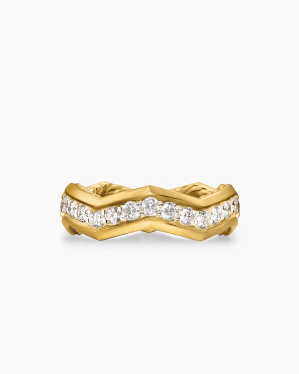 Bague Zig Zag Stax™ en or jaune 18 carats avec diamants, 5 mm