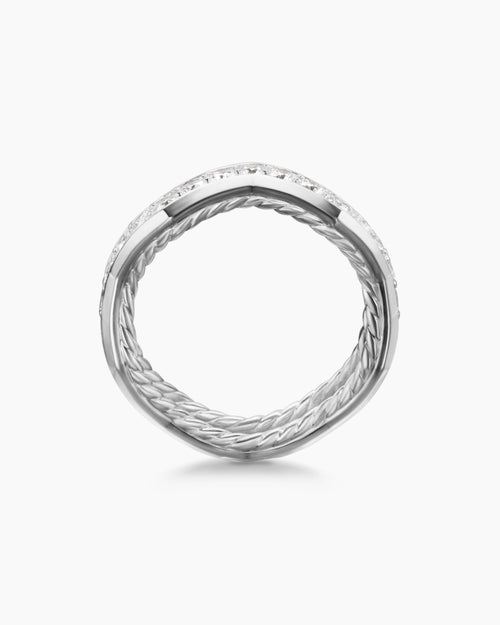 Womens Zig Zag Stax Ring in Sterling Silver with Diamonds, 5mm