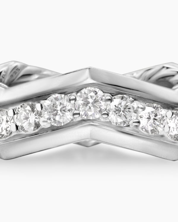 Zig Zag Stax Ring in Sterling Silver with Diamonds, 5mm